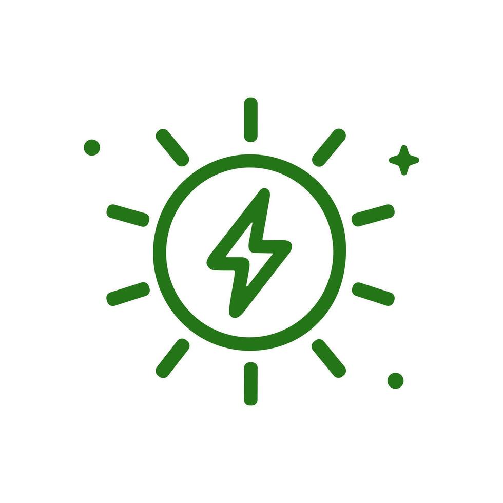 Sunbeam energy in a green circle. Icon symbol illustration vector