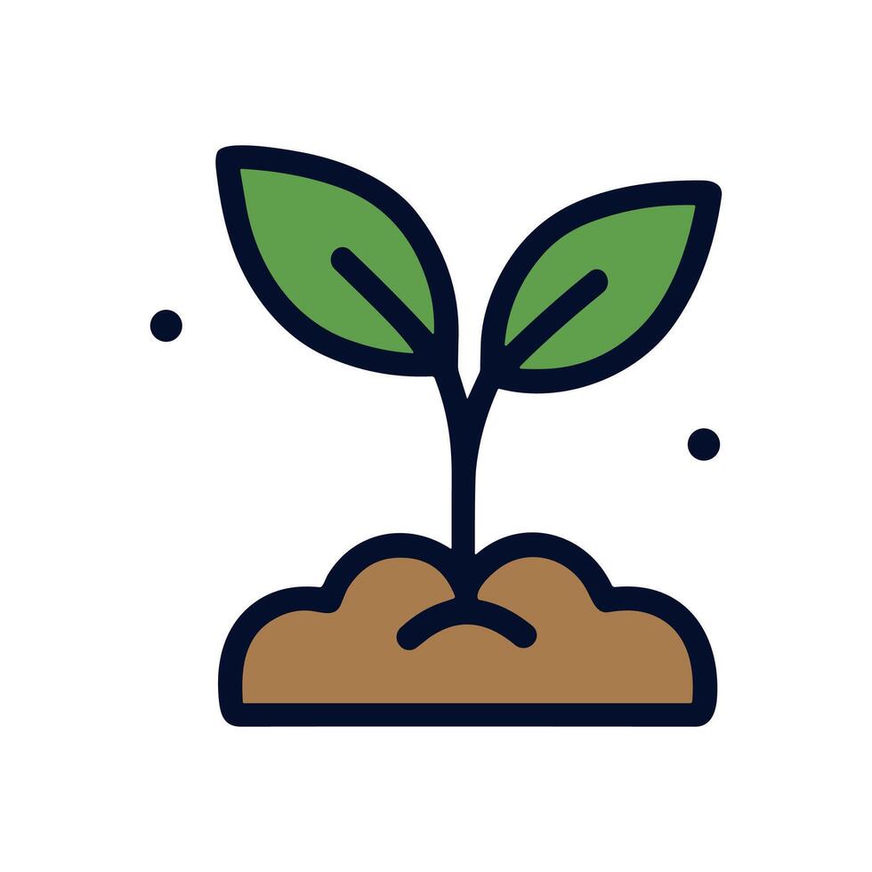 Tiny sprout emerging from earthy soil. Icon symbol illustration vector