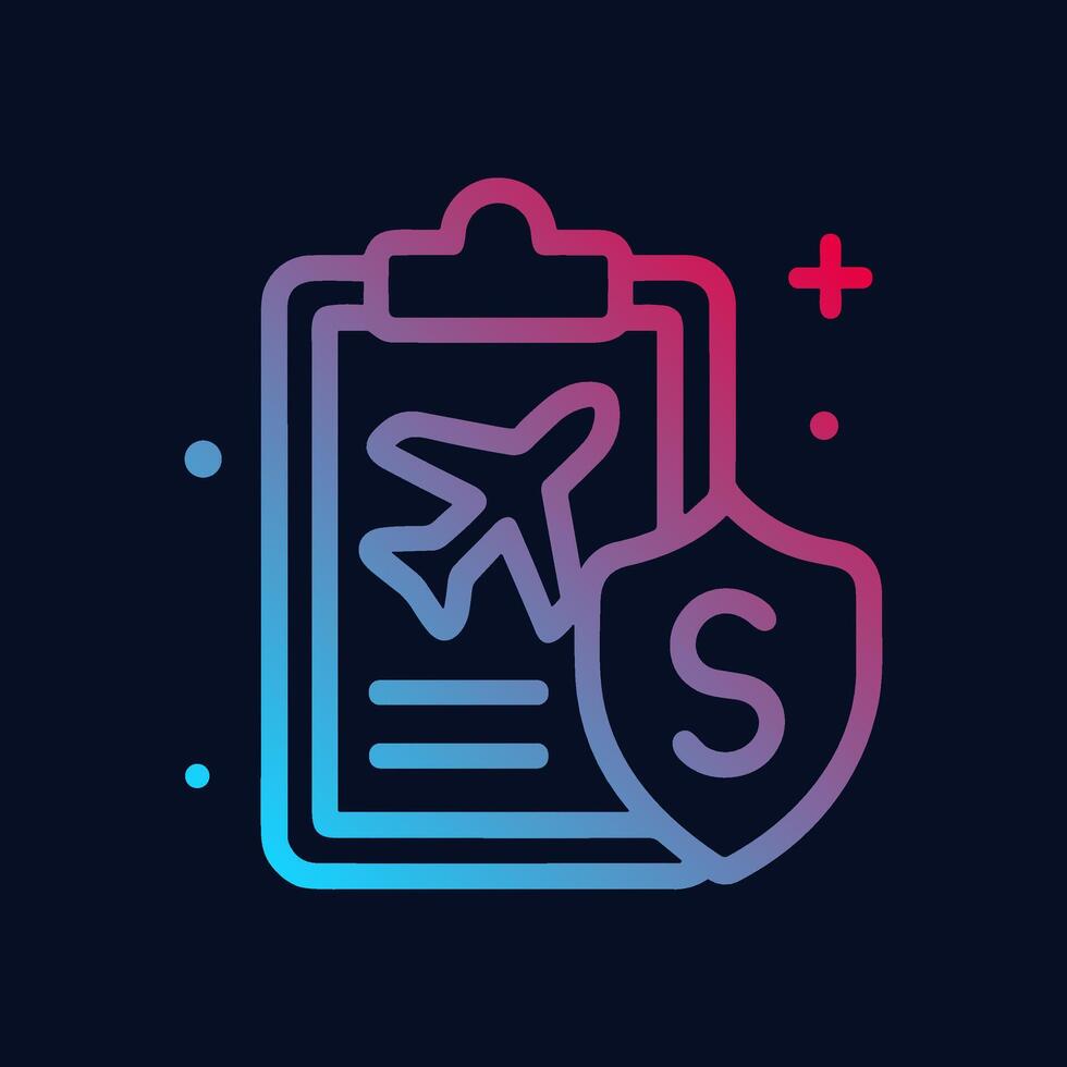 Trip insurance protected against problems. Icon symbol illustration vector
