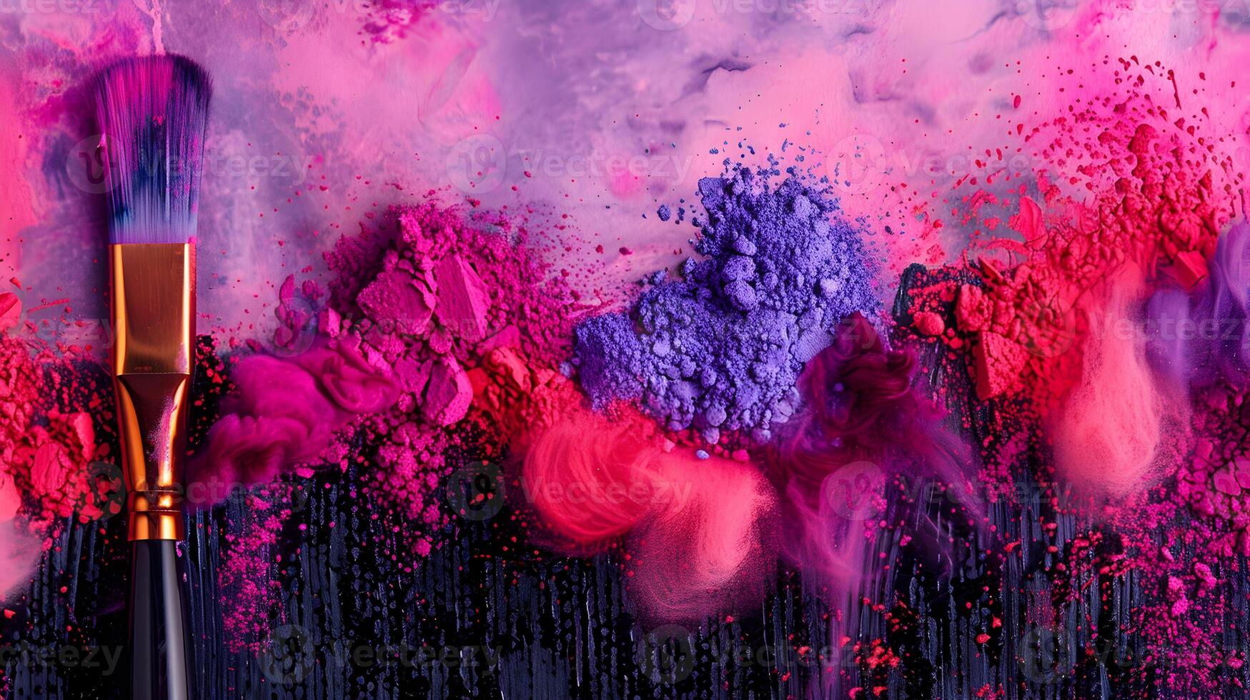 A brush is sitting on top of a pile of paint photo