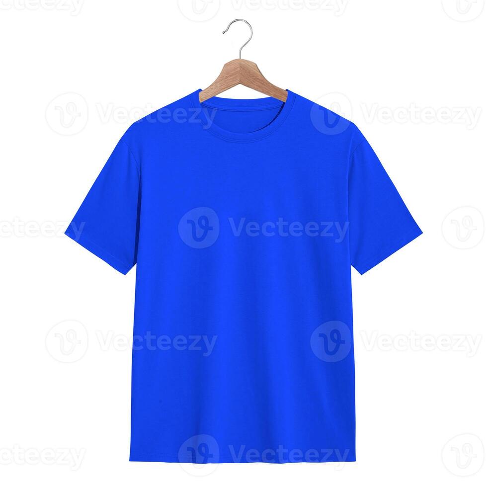 Plain blue tshirt on a hanger. photo