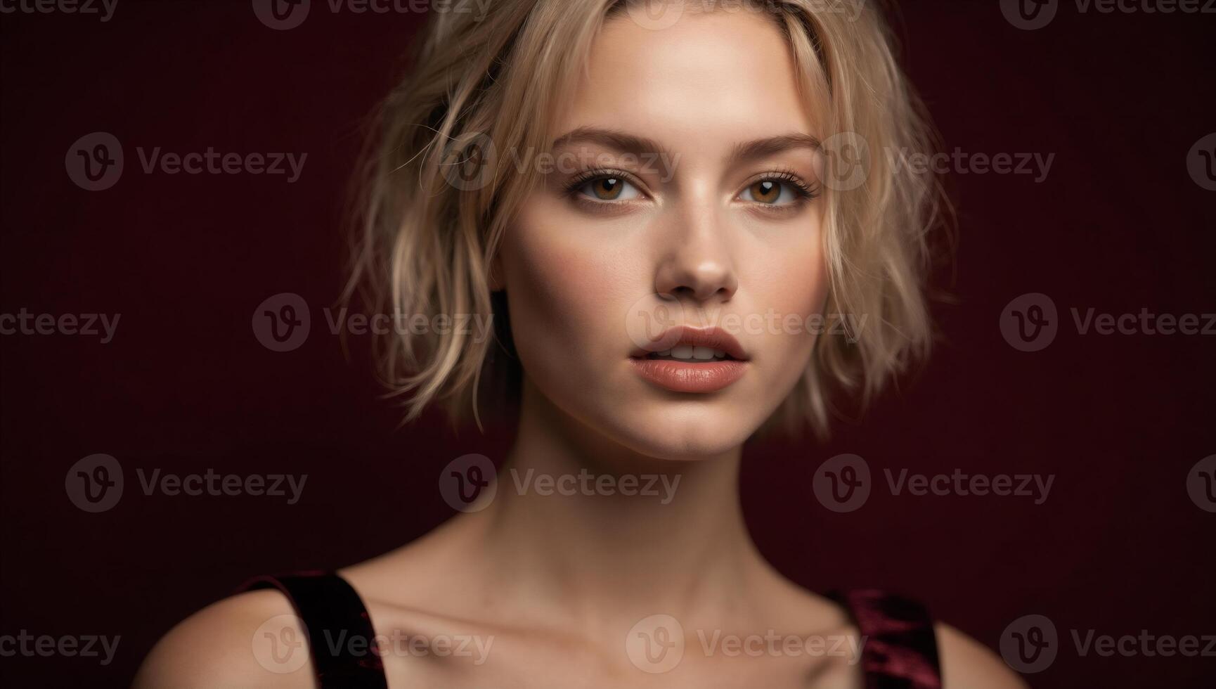 A beautiful blonde woman with short hair photo