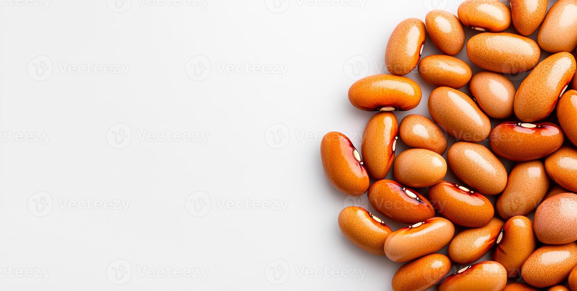 Artful display of dried beans. Various shades of dried beans are arranged in a circular formation on a plain background, showcasing their textures. photo