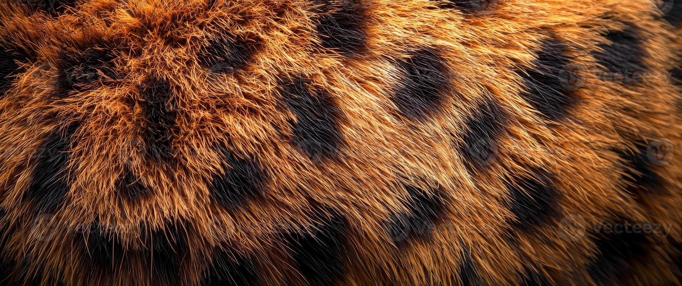 Close-Up of Wild Cat Fur Showing Distinctive Orange and Black Patterns photo