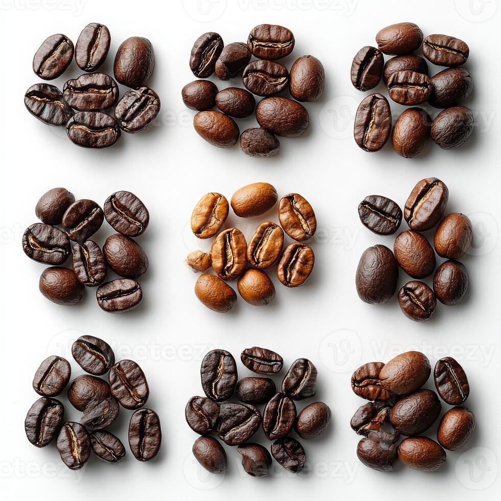 Coffee Beans Arranged in a Creative Grid Layout for Visual Impact photo