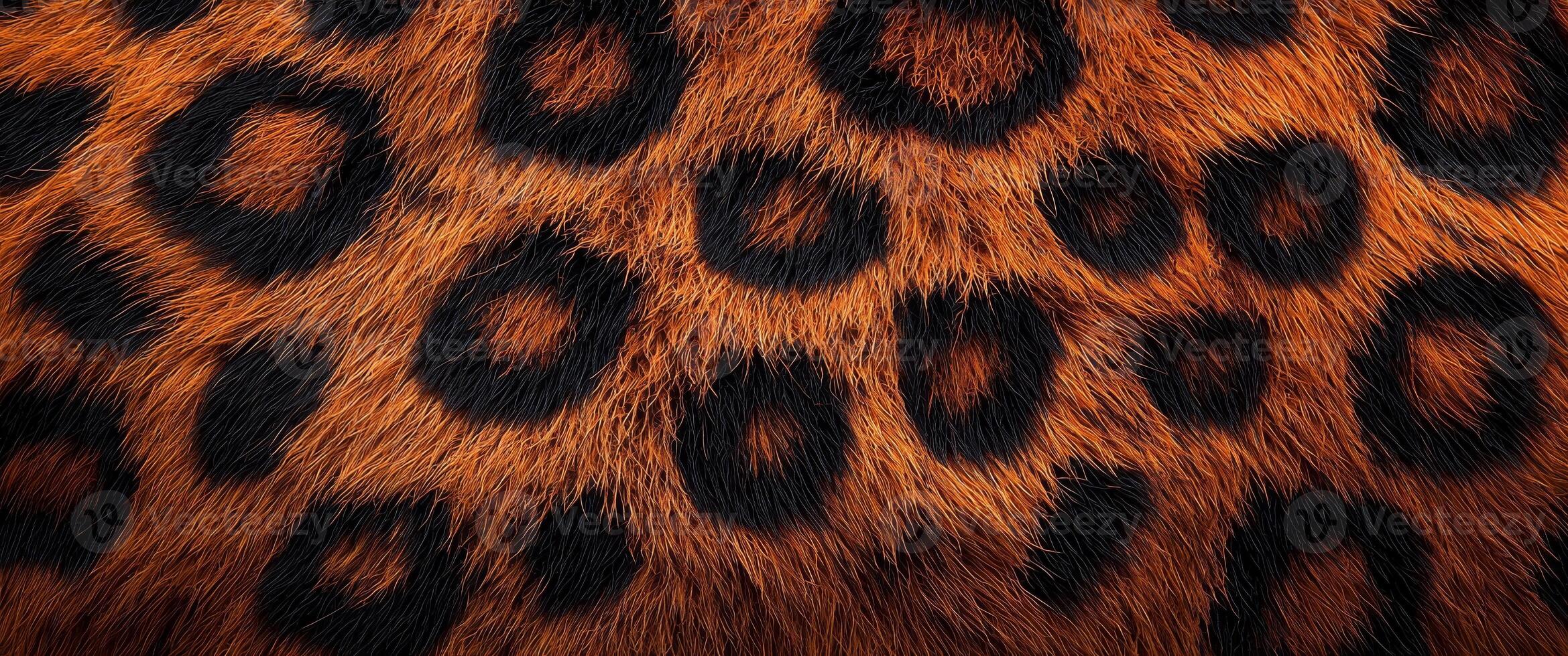 Close-Up of Exotic Leopard Print Texture on Fur Background photo