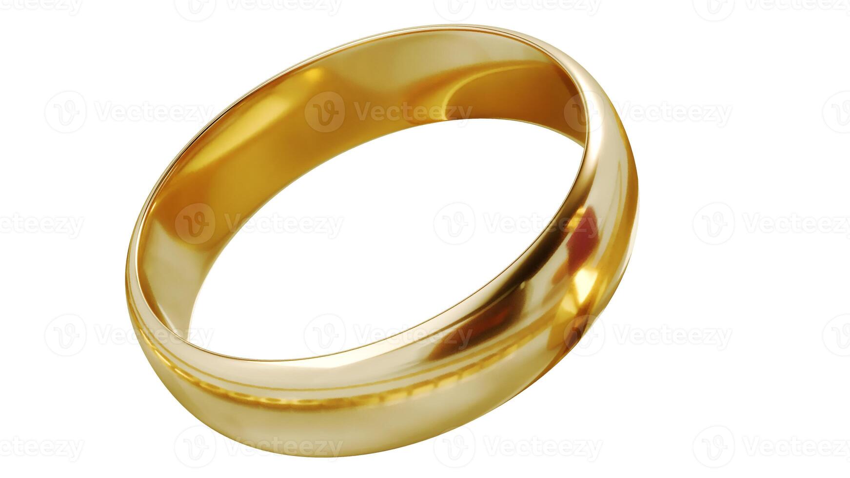 3D render of golden wedding ring isolated on white background photo