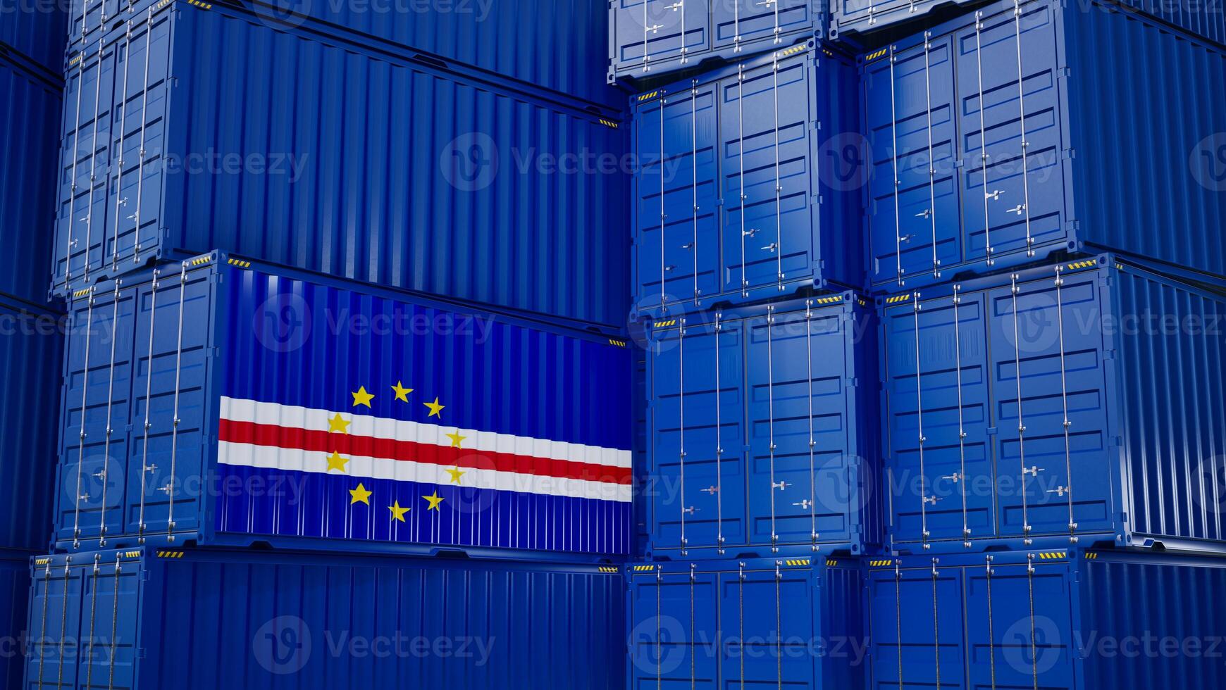 Cargo shipping container with Cabo Verde flag, shipping and freight transportation of Cabo Verde concept. photo