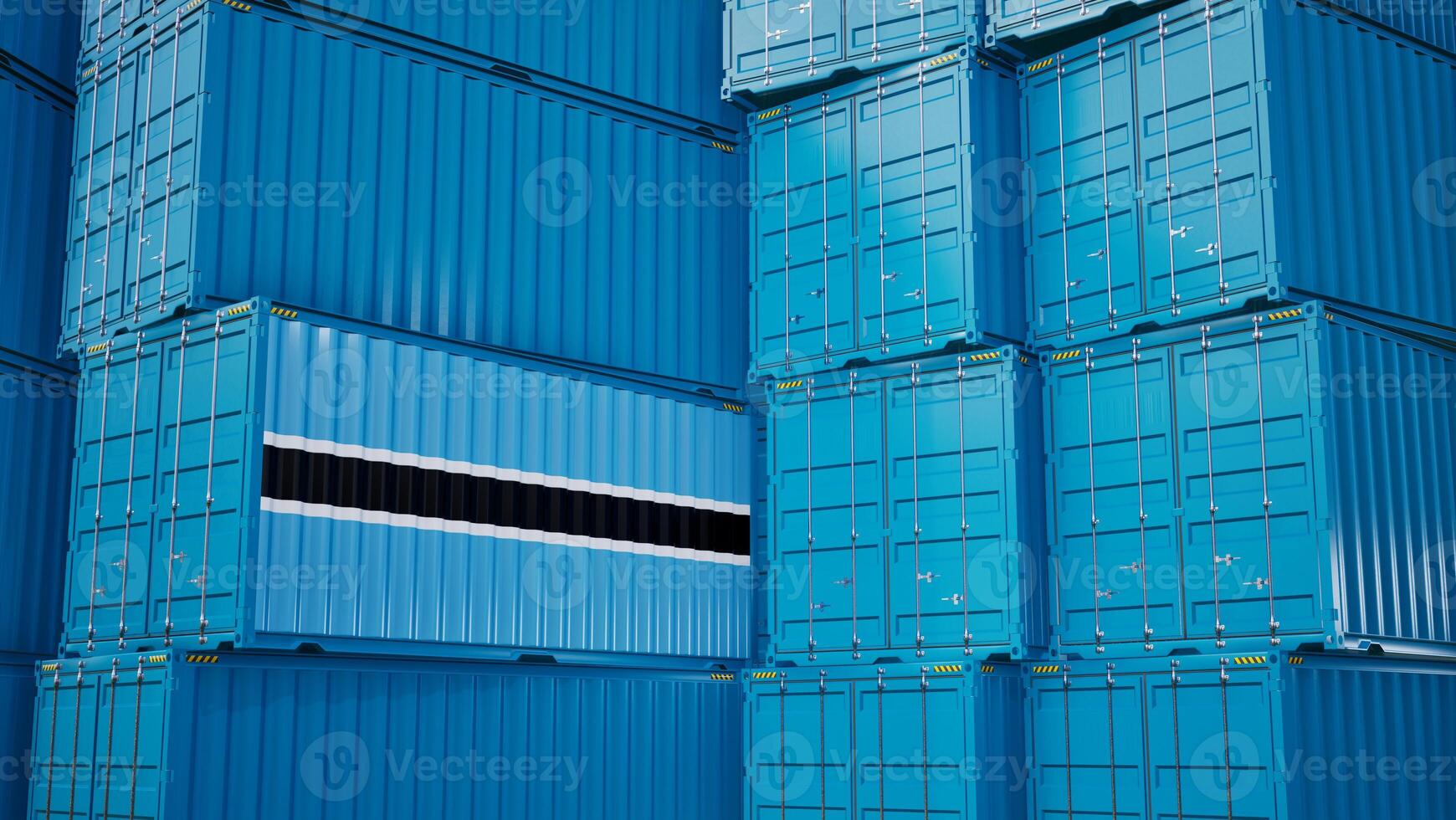 Cargo shipping container with botswana flag, shipping and freight transportation of botswana concept. photo