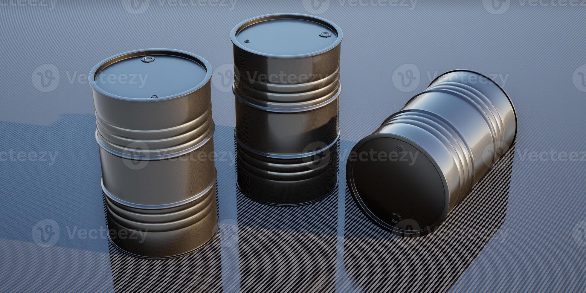 Industrial storage area filled with rows of oil barrels during daytime in a warehouse. photo