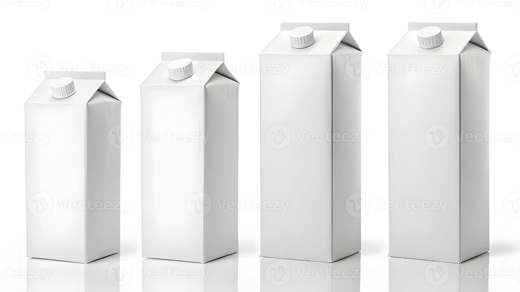 Four milk cartons on a white background photo
