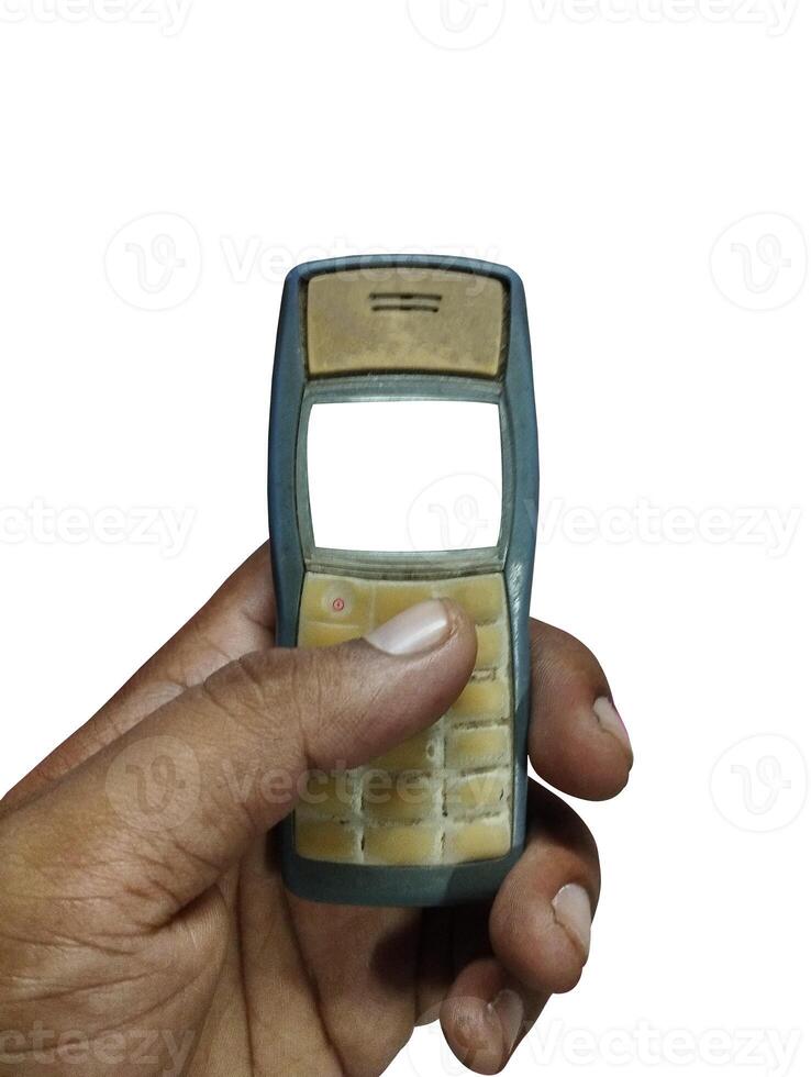 Vintage Mobile Phone Held in a Hand photo