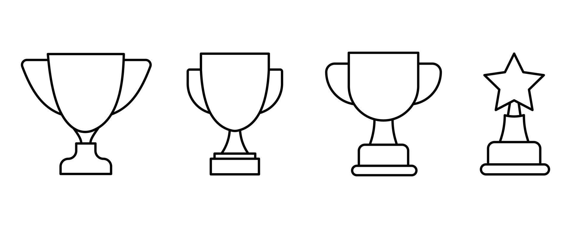 Trophy cup icon set in thin line style. Award trophy cup . Victory cup, Prize, Winner symbol illustration. vector