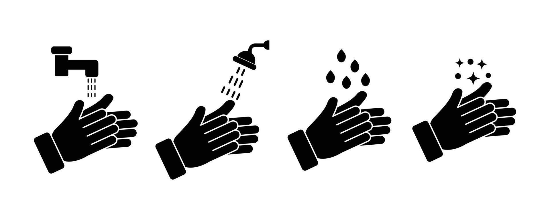 hand washing icon set. Wash hands icon in Flat Design. Wash your hands icons with shop bubble illustration. vector