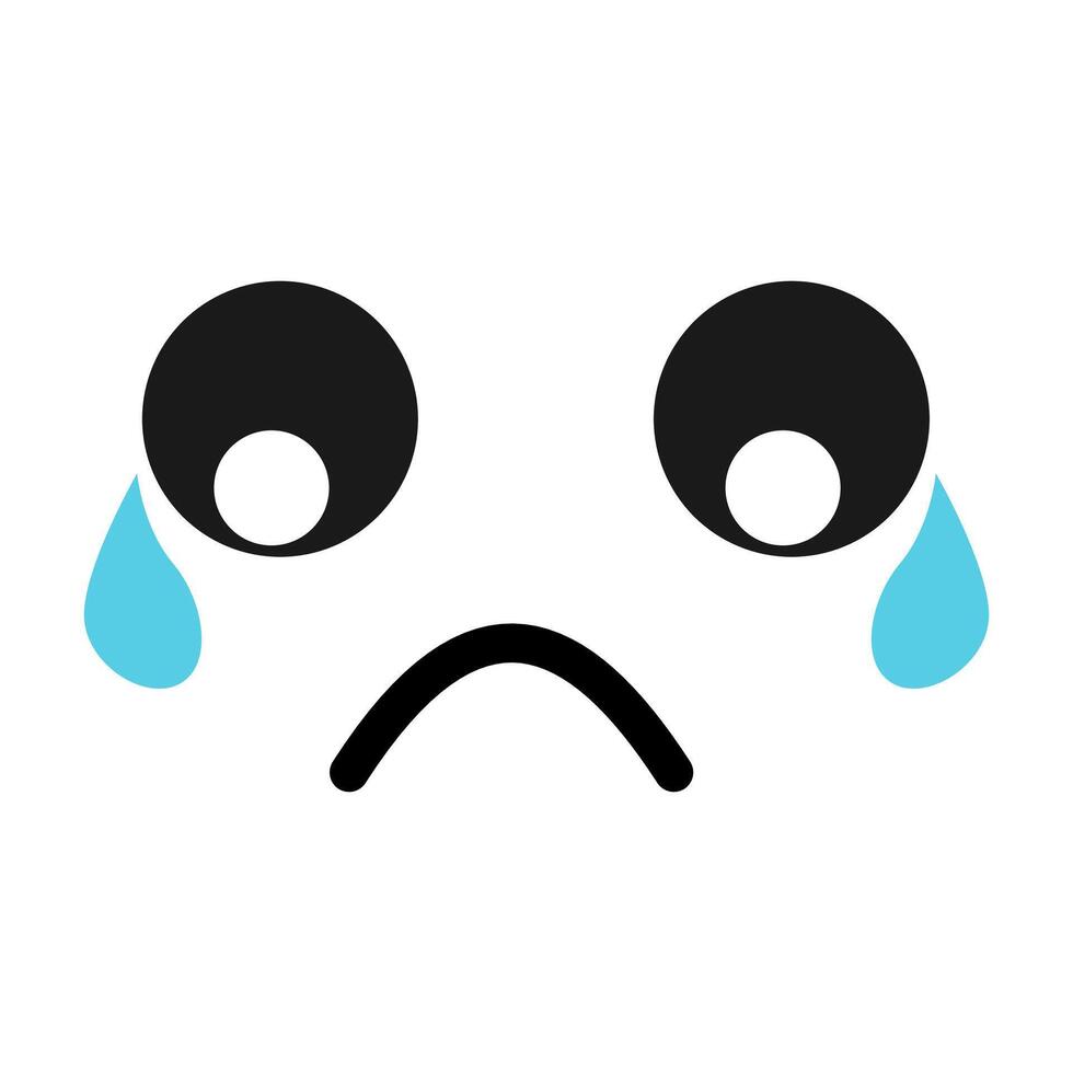 Sad emoticon with tears, expressing sorrow, emotion, and disappointment. vector