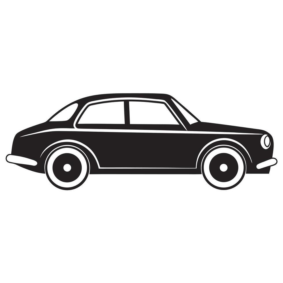 Simple Black Silhouette of a Car Minimalist Design on White Background vector