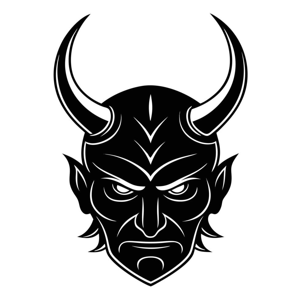 Sinister Horned Face Silhouette Design vector