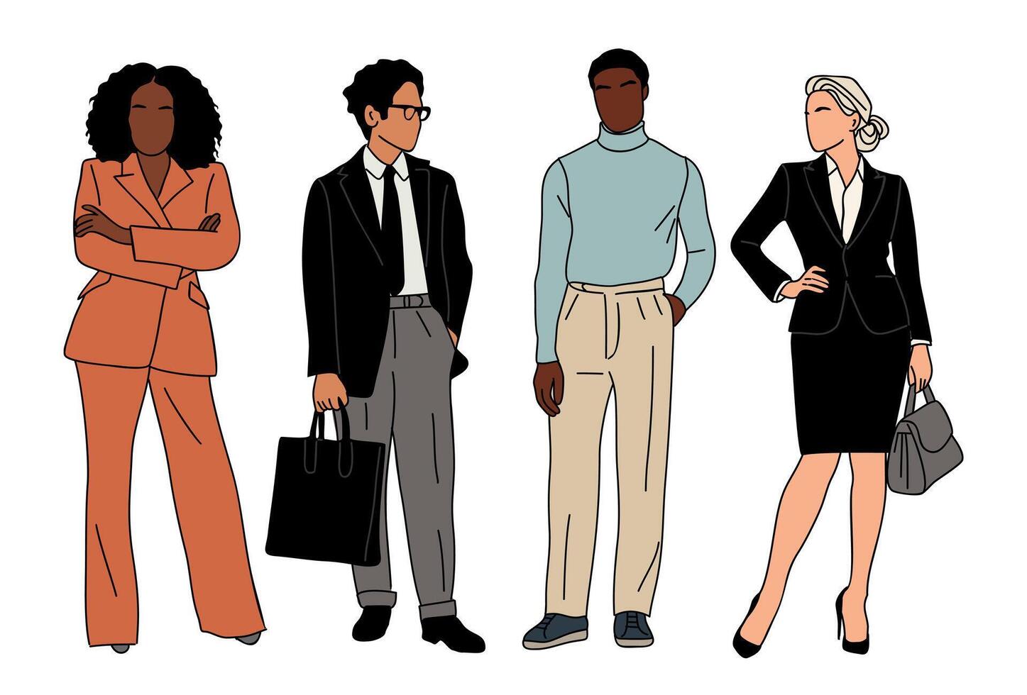 Multinational business team flat on white vector