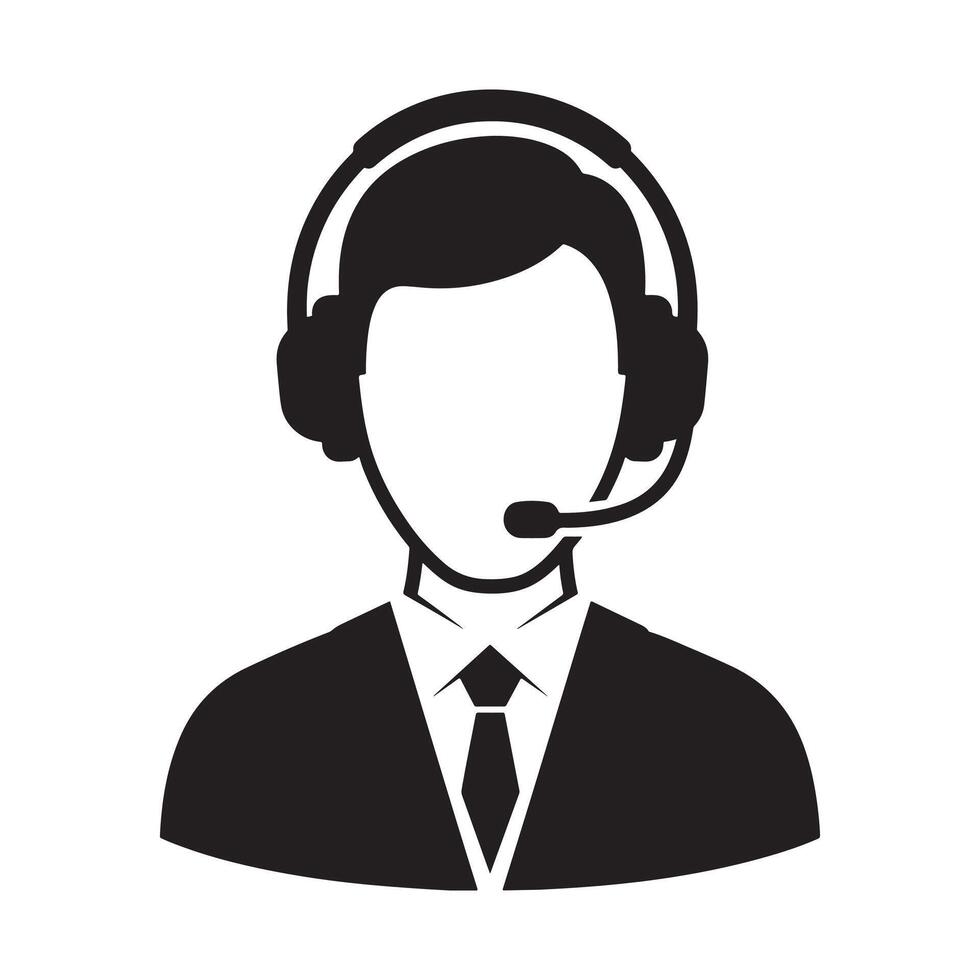 Help Desk Support Agent in Headphones vector