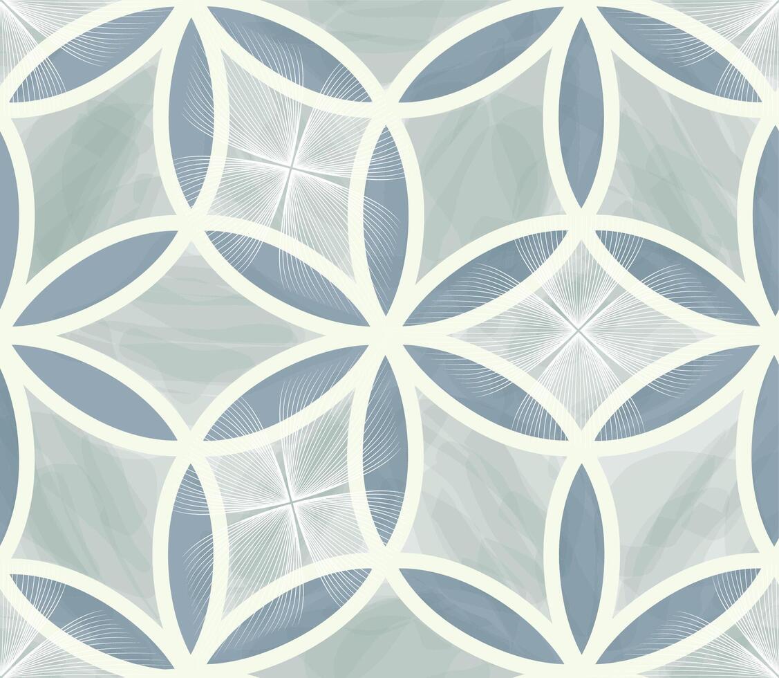 Floral line artistic decorative seamless patern. Abstract organic shapes ornamental tile leaves and lines geometric pattern. Stylish template for design. vector