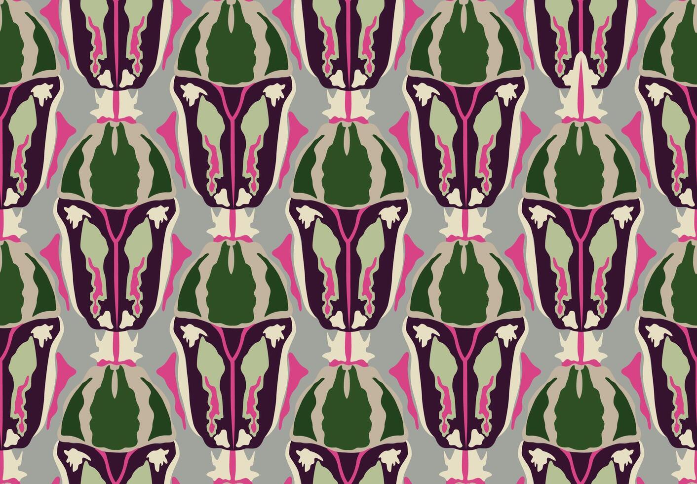 Artistic abstract seamless pattern. Stylish decorative zoomorphic organic shape in 1920s European graphic design style vector