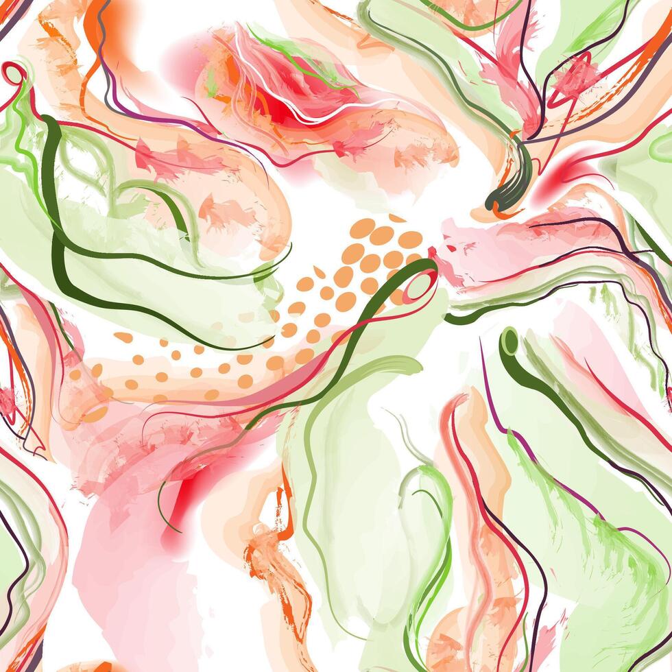Abstract wavy lines. Beautiful seamless watercolor texture. Endless pattern in bright spring style. Flowing waves abstraction. Modern background for web site business graphics. vector