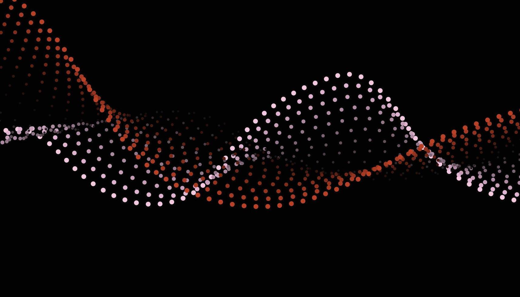 A wave of red and orange dots on a black background vector