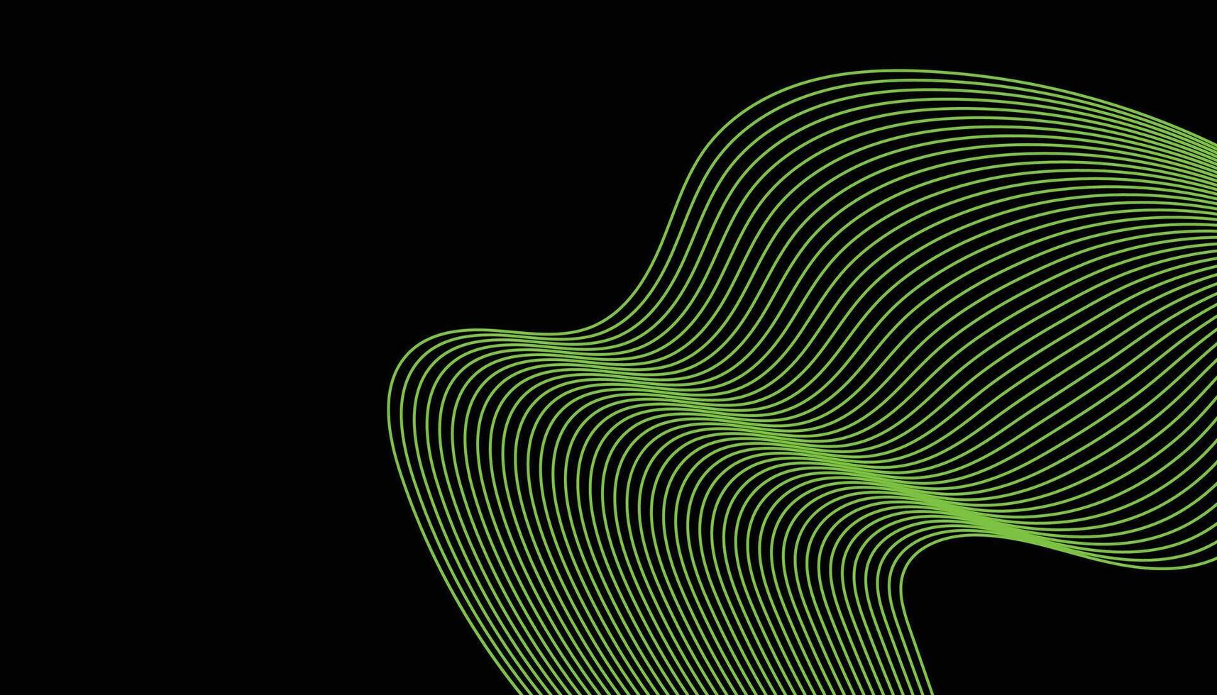 Green wave on black background vector