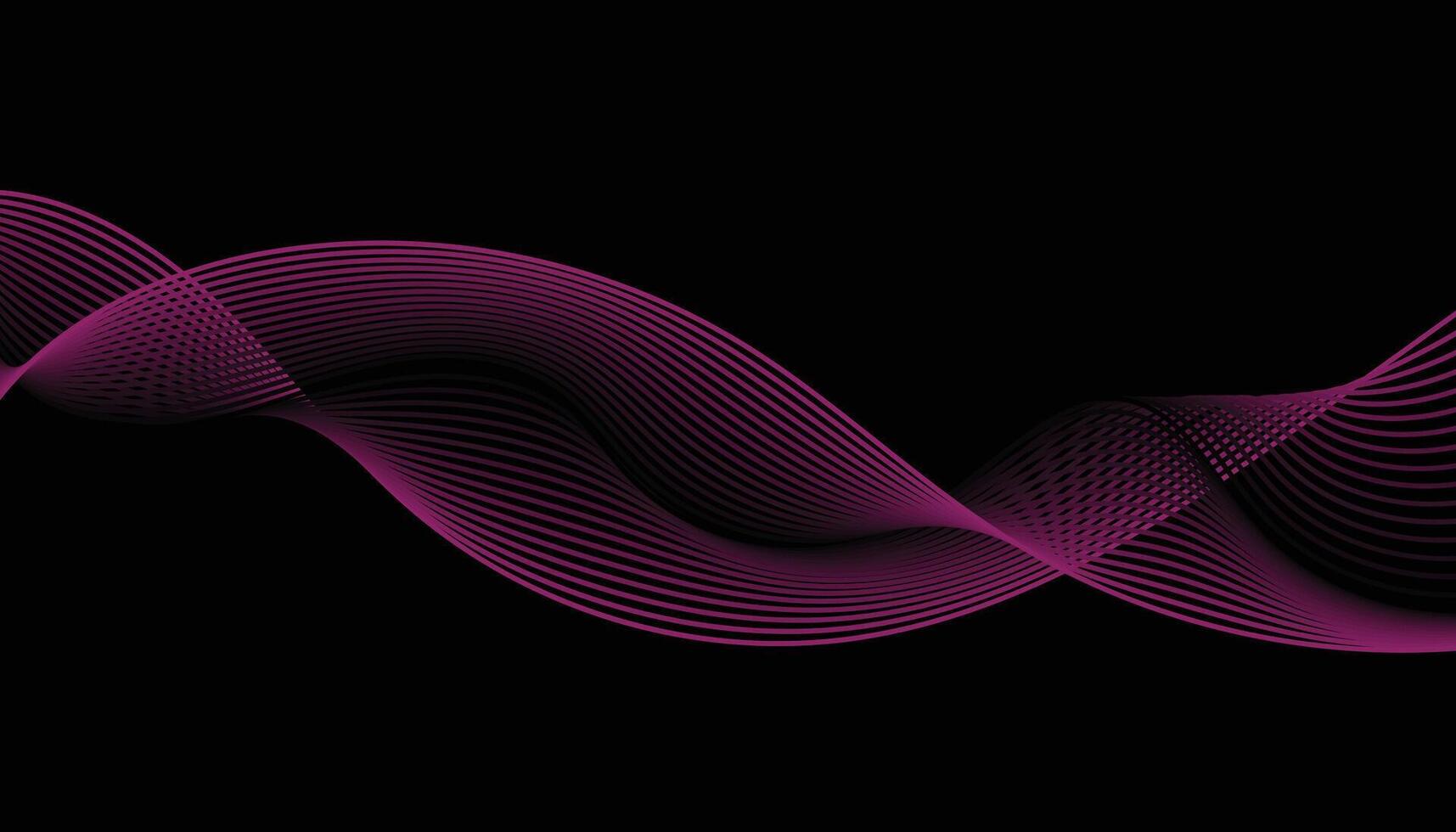 Abstract pink wave background with black background vector
