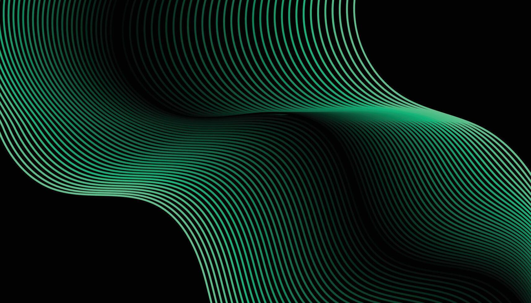 Abstract green lines on black background vector