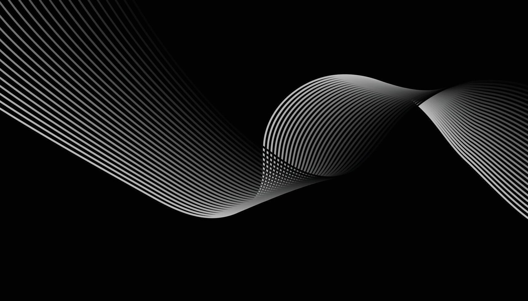 Abstract wave background with black and white lines vector