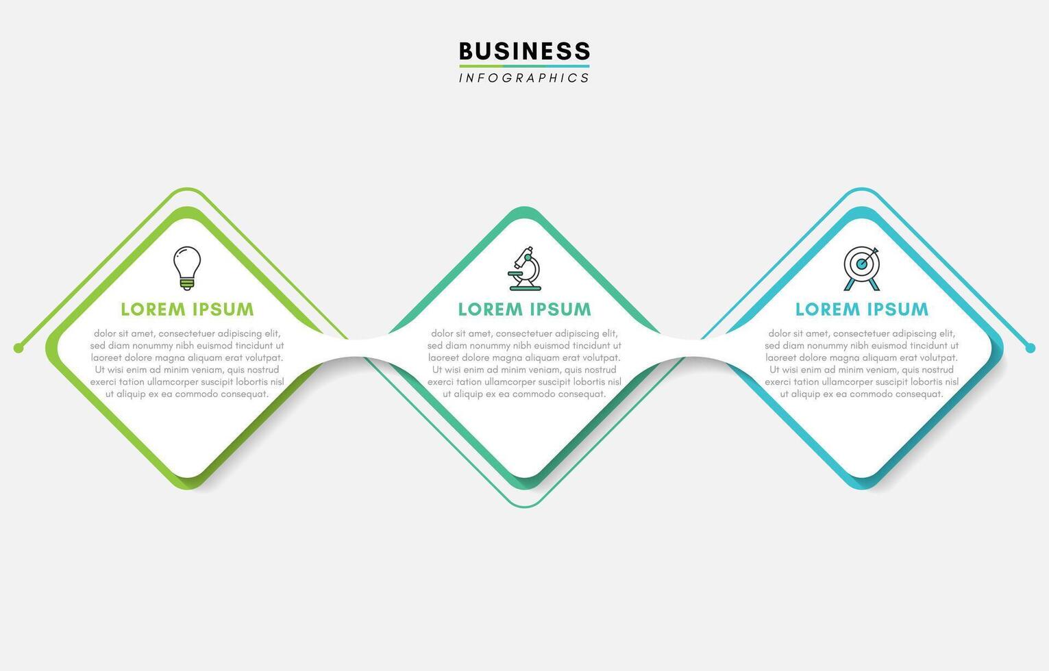 Rounded square infographics design template with 3 steps or options vector