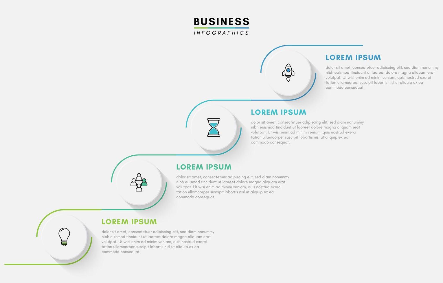 4 steps staircase infographics design template vector