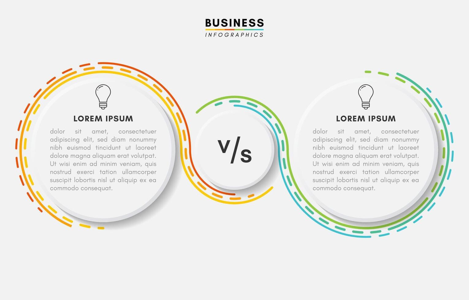 Comparative business infographic design template with 2 main options vector