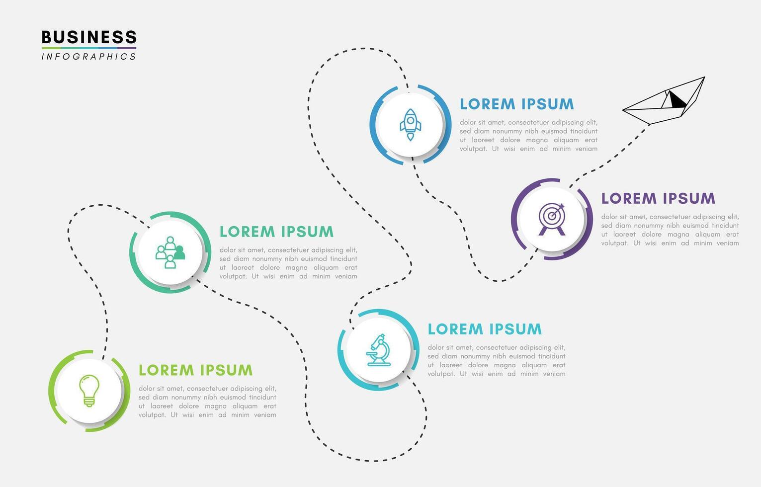 Business timeline infographic design template with 5 steps or options vector