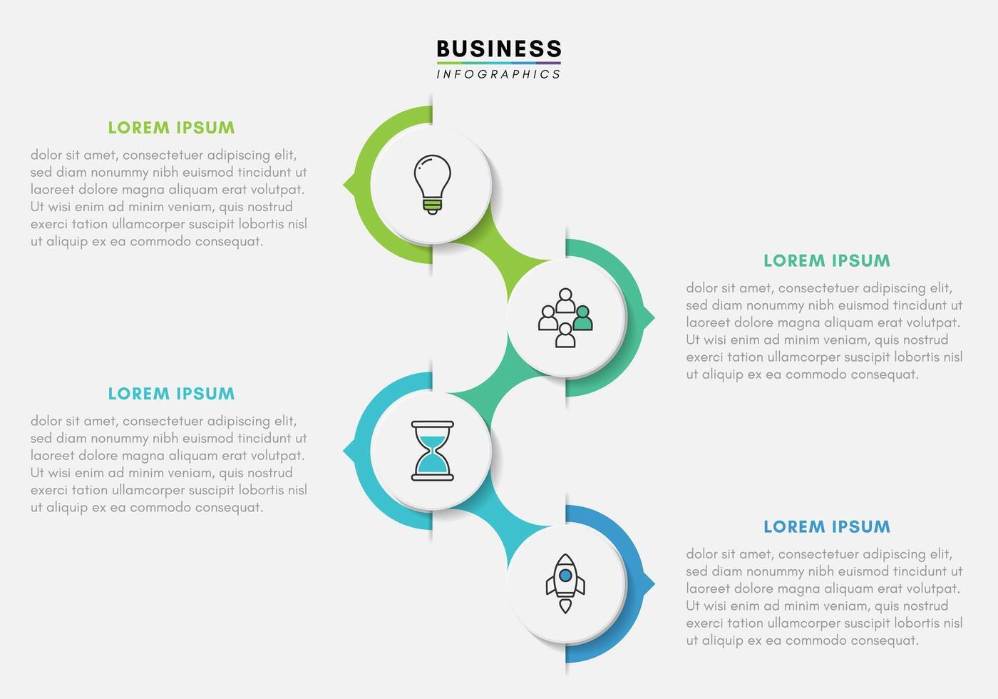Business infographics design template with 4 steps or icons vector