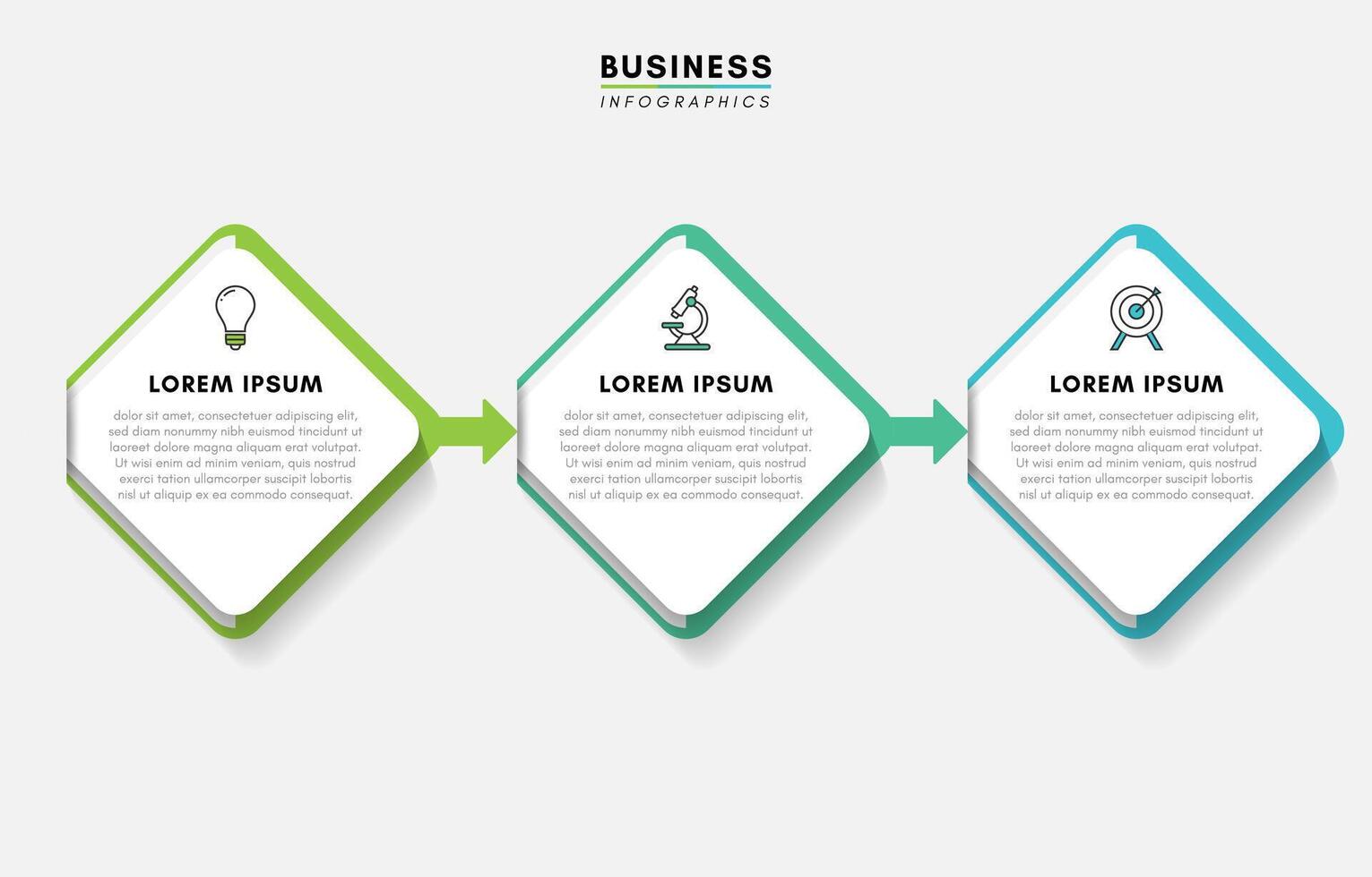Rounded square infographics design template with 3 steps or icons vector