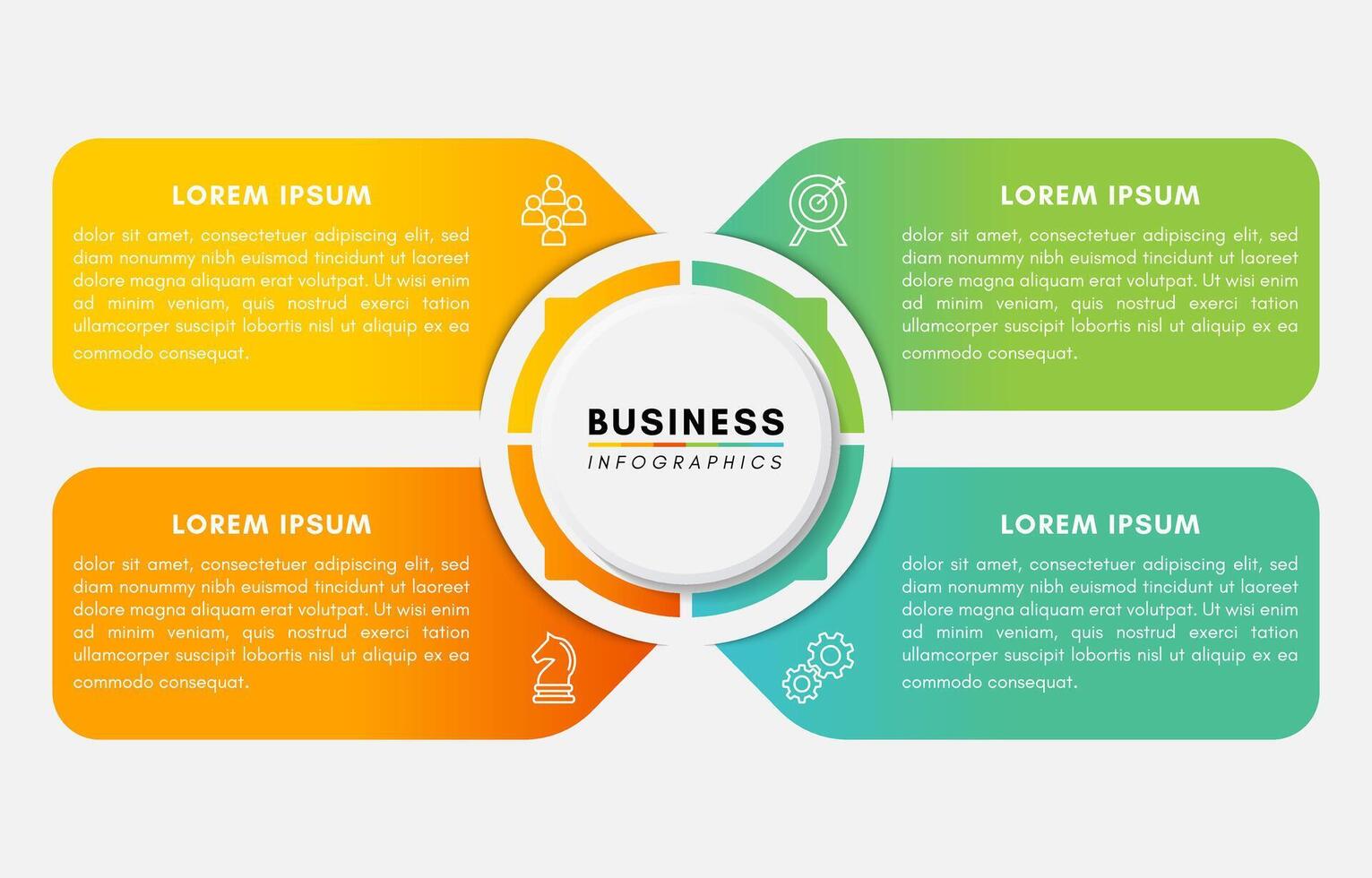 Colorful Business Infographic design template with icons and 4 options and steps vector