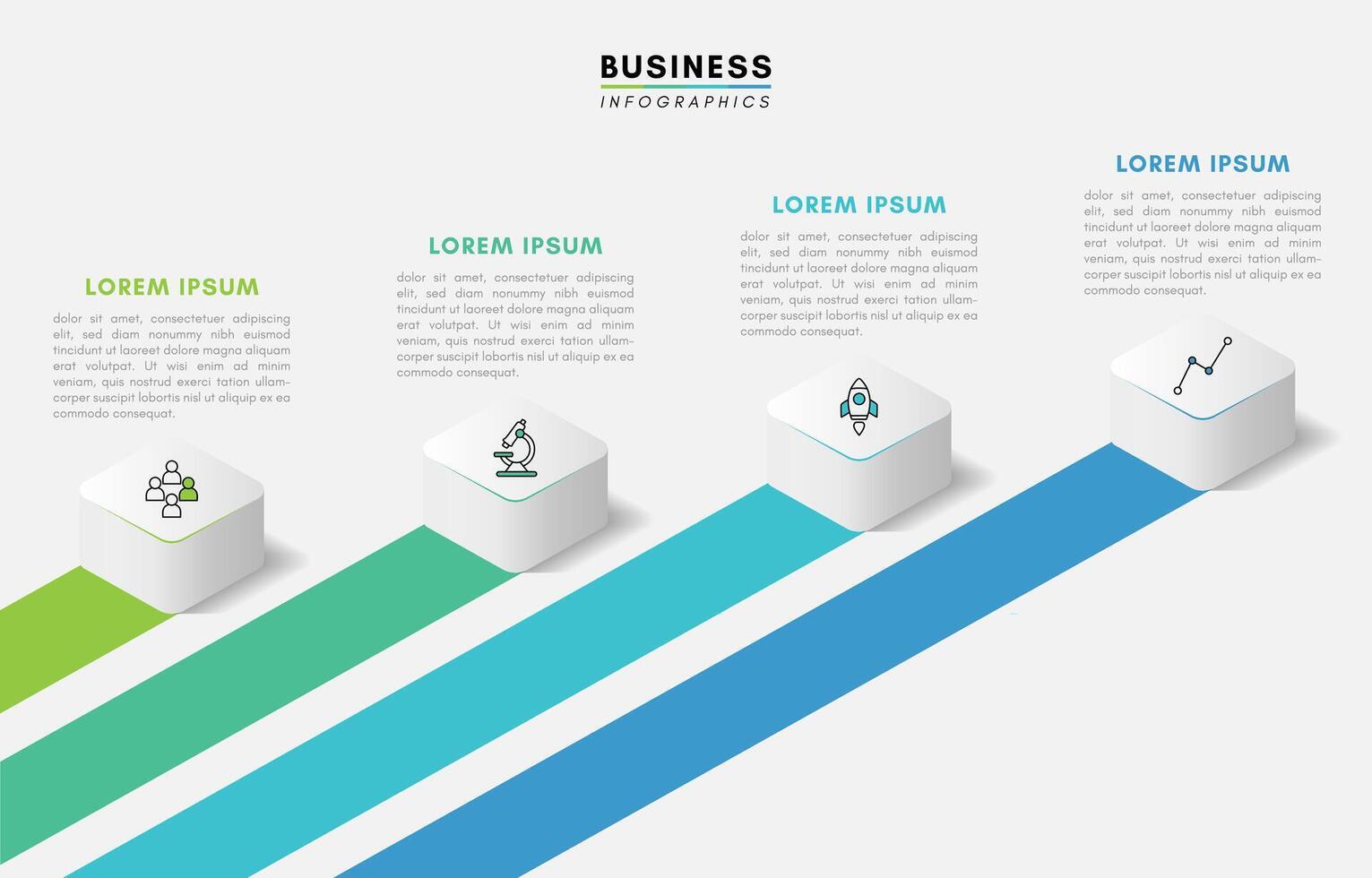 Modern business infographic design template with 4 steps or icons vector