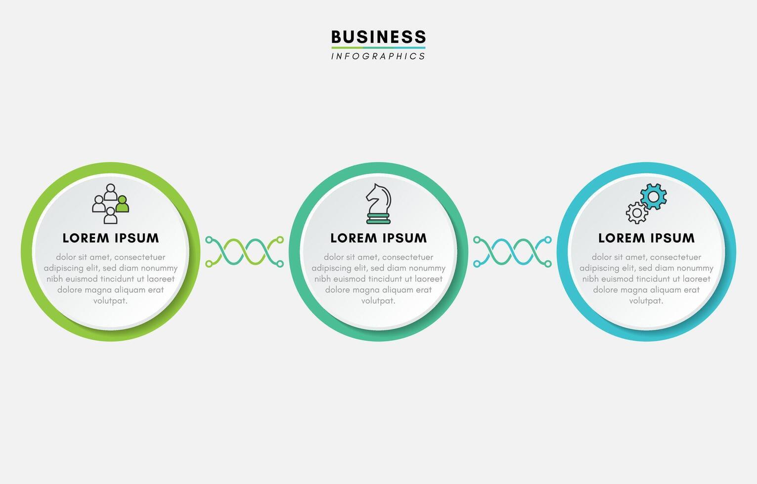 Strategic business infographics design template with 3 steps or icons vector