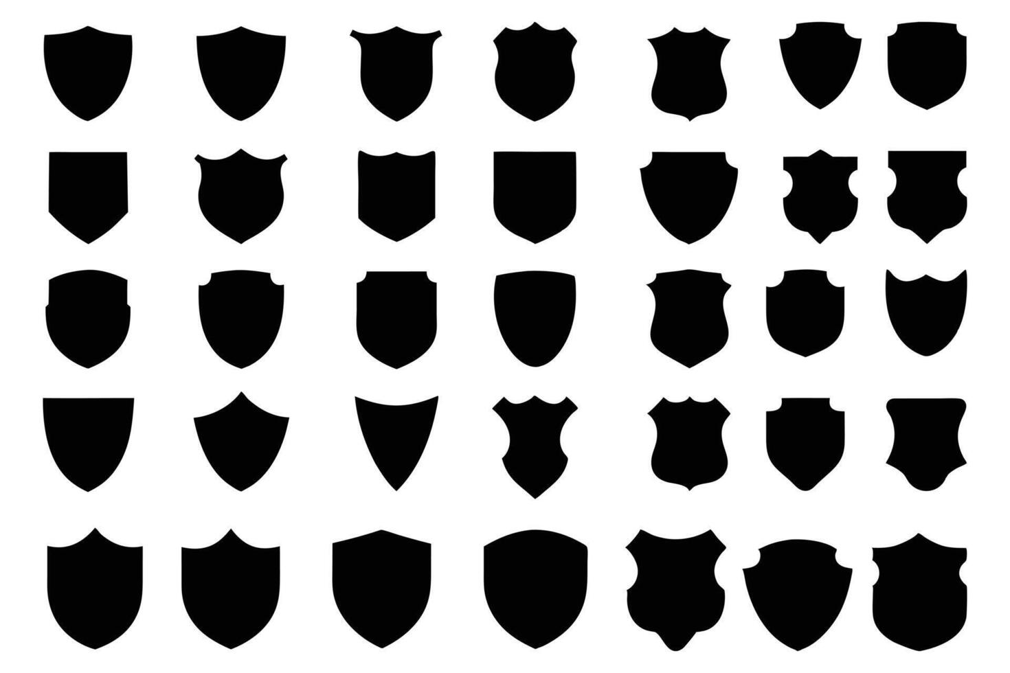Black Shield Silhouette Icons Set Emblems for Logos and Badges vector