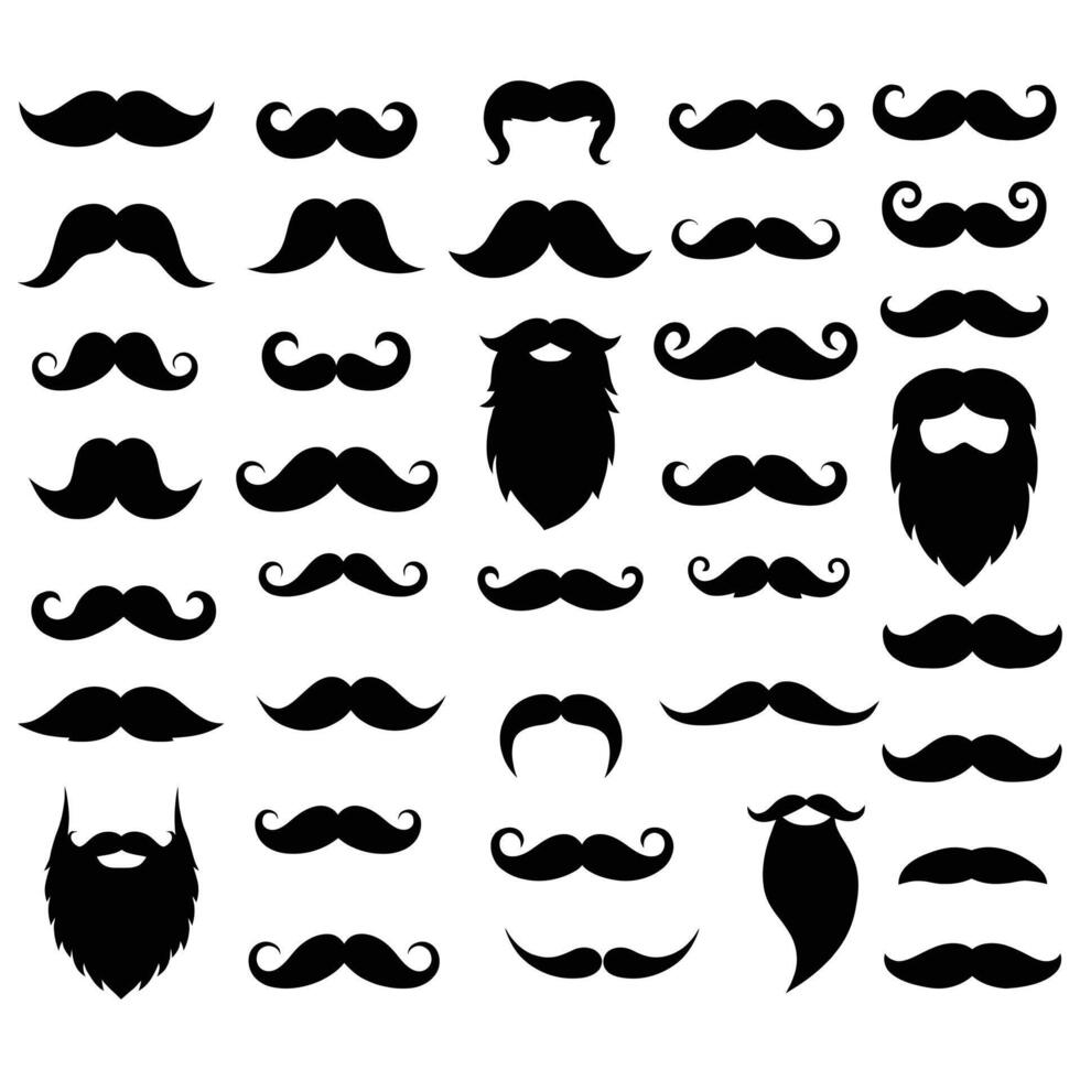 Mustache and Beard Silhouette Bundle Barbershop Clipart for Men s Grooming and Style Designs vector