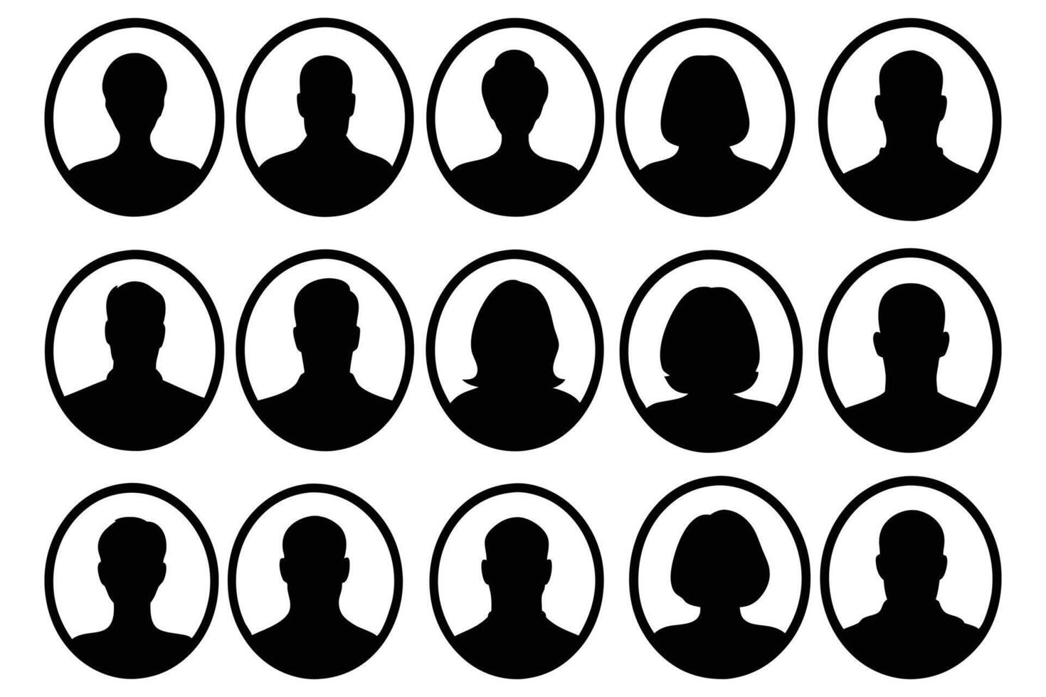 Profile Avatar Silhouette Icons Black User Headshot Set vector