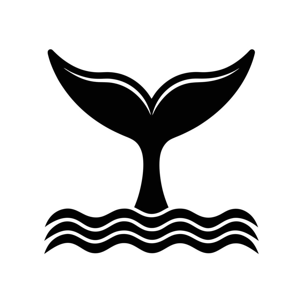 Whale Tail Above Water Icon vector