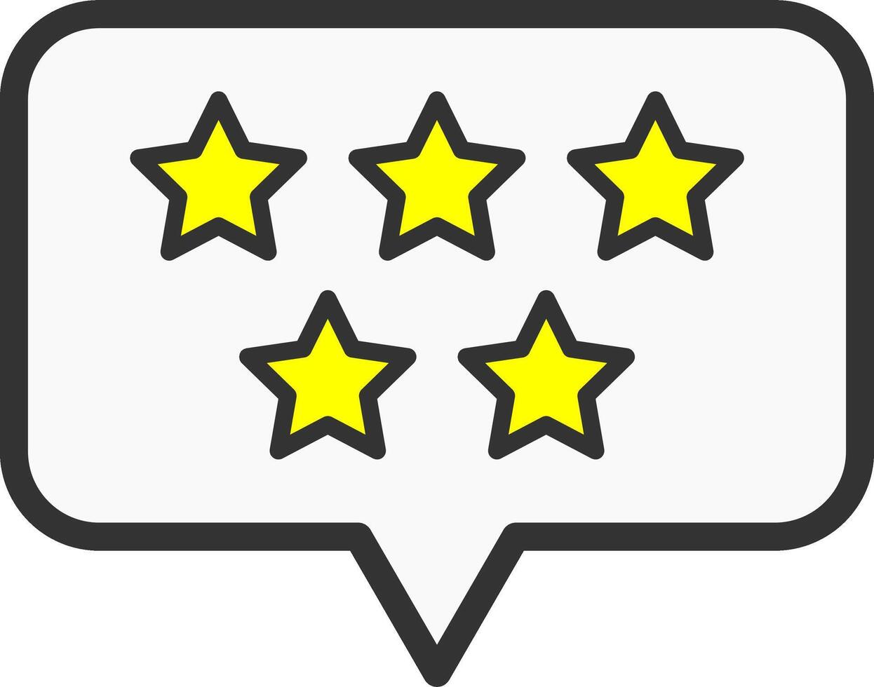 Outlined Balloon Rating Icon with Five Stars vector