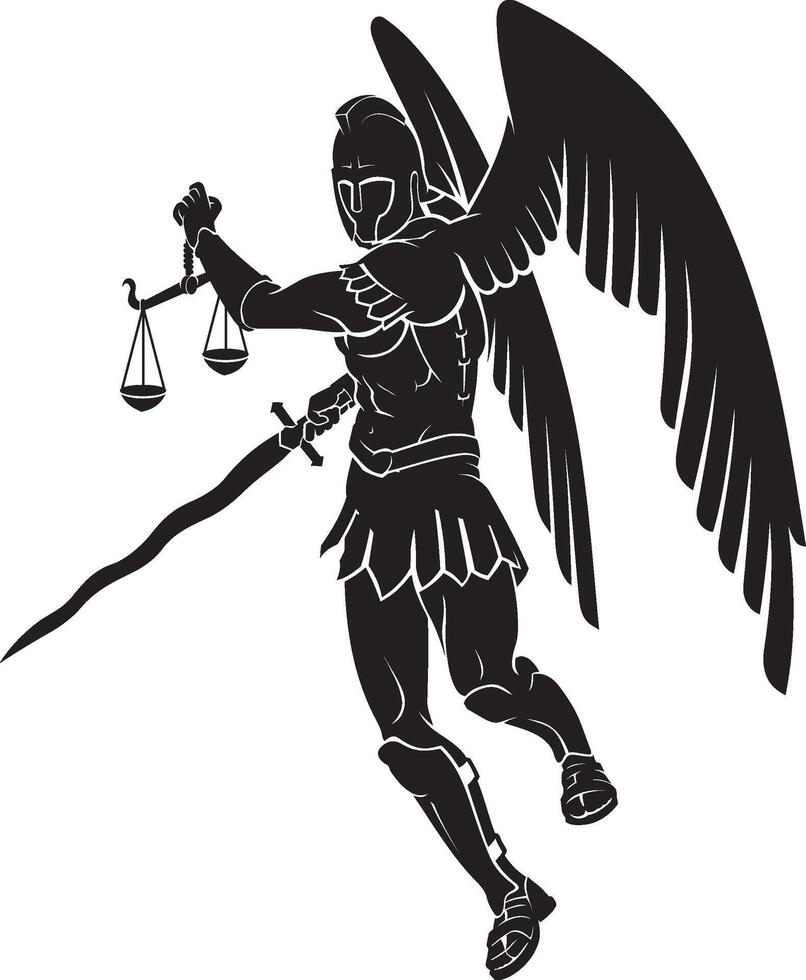Archangel Judgement Silhouette vector