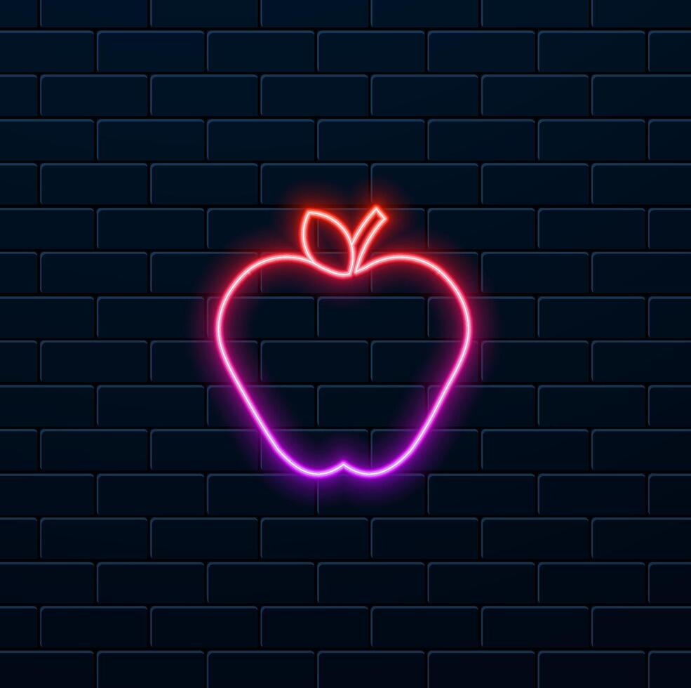 icon, Apple simple in flat style. illustration. Apple Flat Icon Graphic Design. neon style. vector