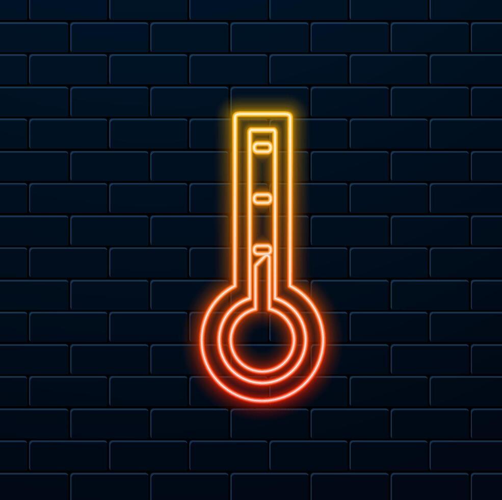 thermometer tritone glyph icon.Temperature level icon. Neon style. vector