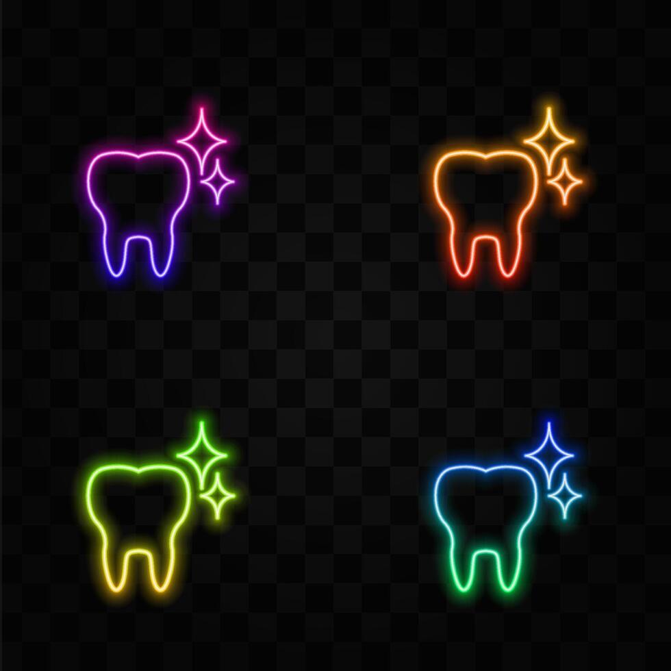 Teeth icon symbol illustration in flat design and neon style. vector