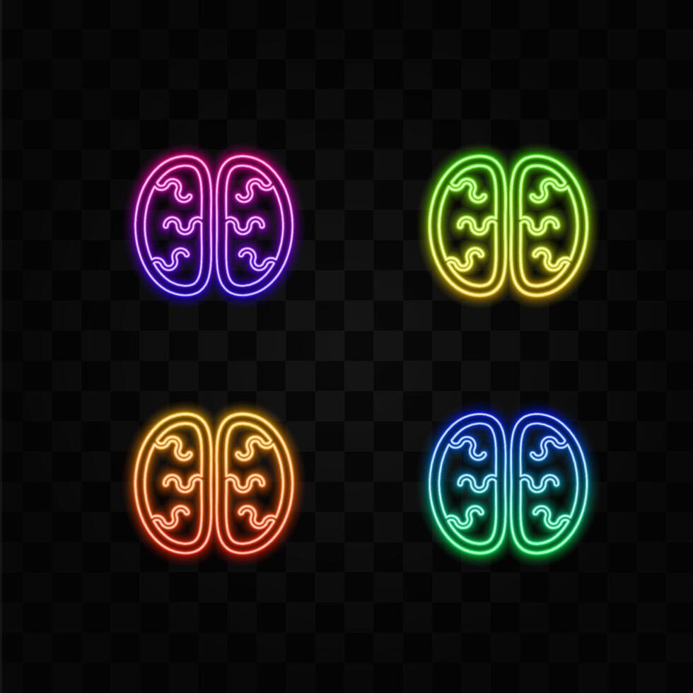 Human brain with neurons connections concept colorful icon. neon style. vector